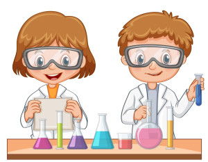 Two students do science experiment