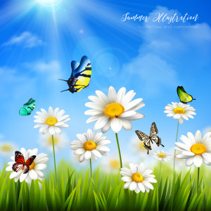 Flower With Butterfly Background